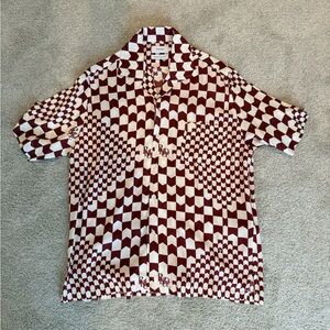 Rhude Burgundy and White Checkered Men's Shirt